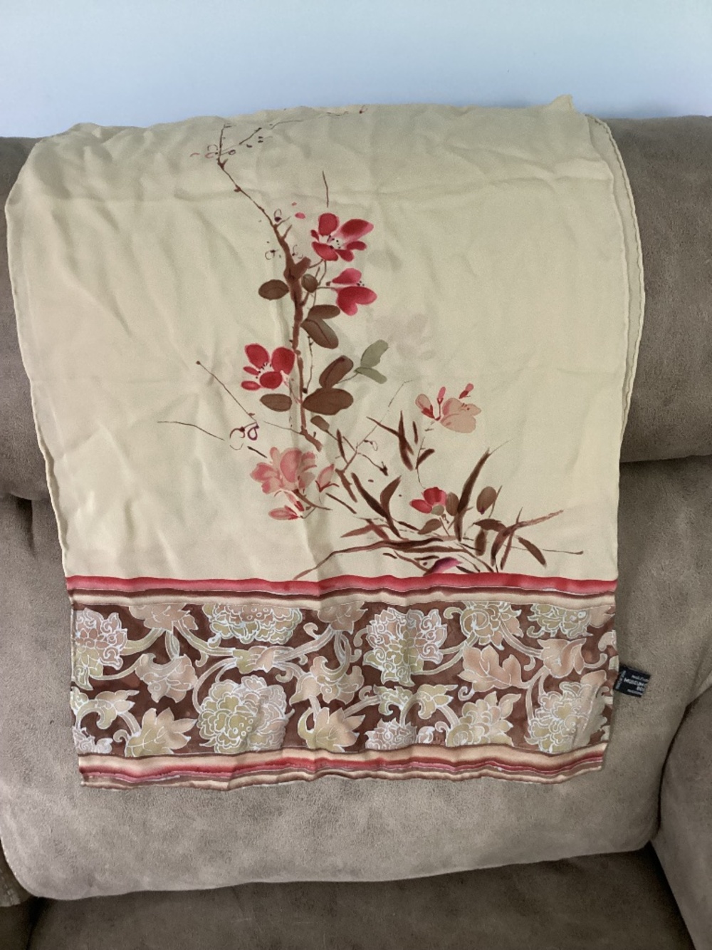 Silk rolled hem floral scarf  musuem of fine art Boston